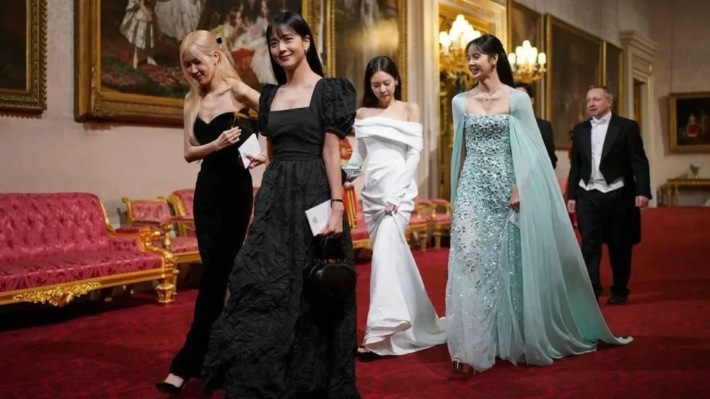 BLACKPINK members attending the South Korean State banquet at Buckingham Palace