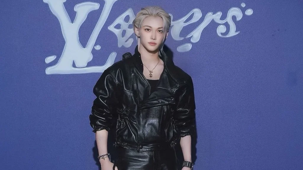 Felix of Stray Kids at the Louis Vuitton Pre-Fall Men runway show 2024 in Hong Kong