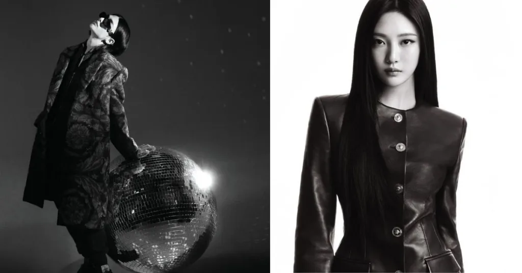 Hyunjin of stray kids and Ningning of aespa for Versace