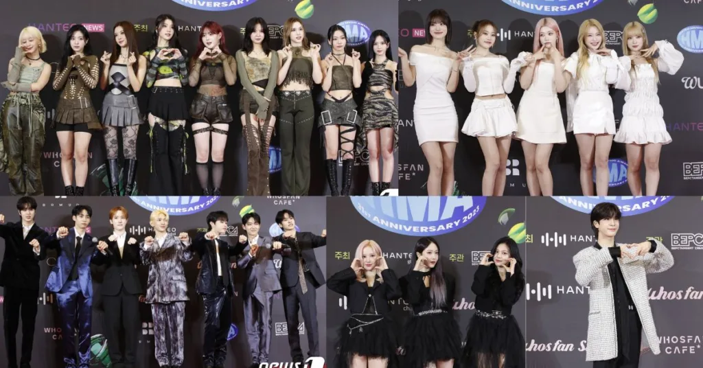 Kep1er, billlie, TEMPEST, VIVIZ, and Jeong dong Won at the HMA red carpet