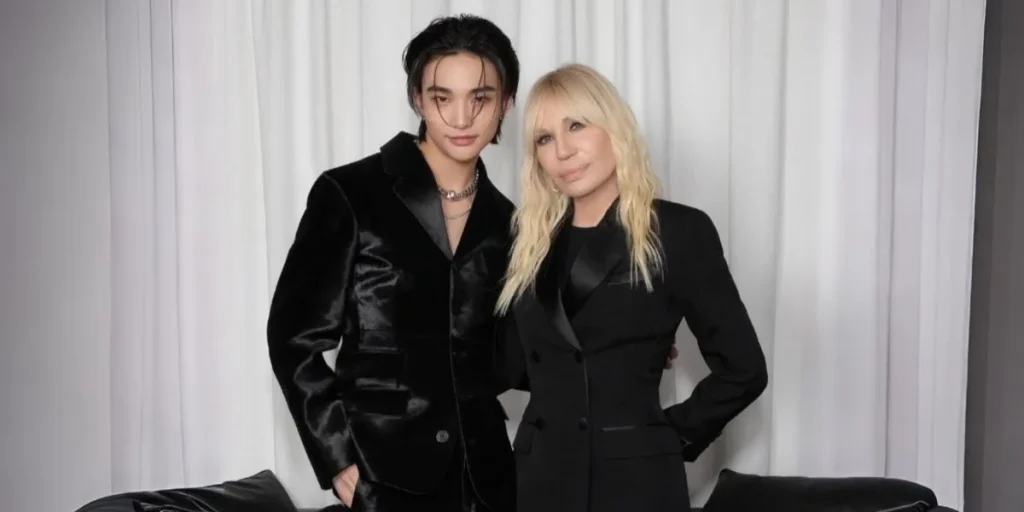 hyunjin and donatella at MFW