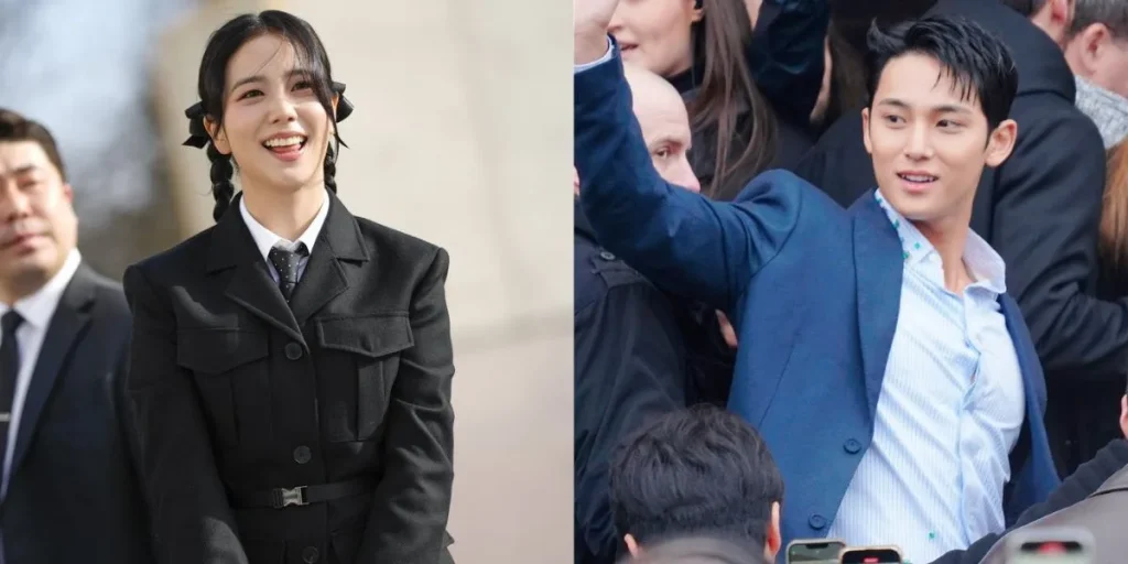 BLACKPINK’s Jisoo and SEVENTEEN’s Mingyu Arrive at the Dior AW24 Paris Fashion Week Show