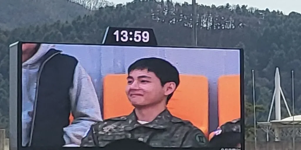 BTS V enjoying Soccer Match between Gangwon and FC Seoul