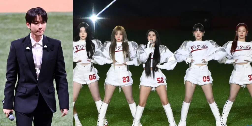 Baekhyun and (G)I-DLE at MLB World Tour Seoul Series 2024