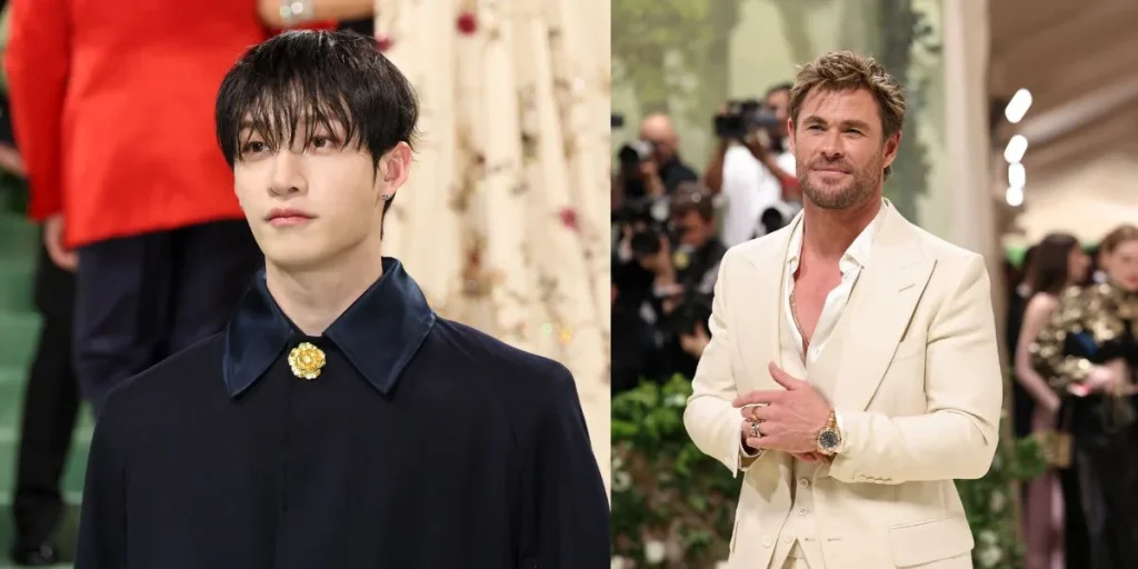 Bang Chan and Chris Hemsworth at met gala