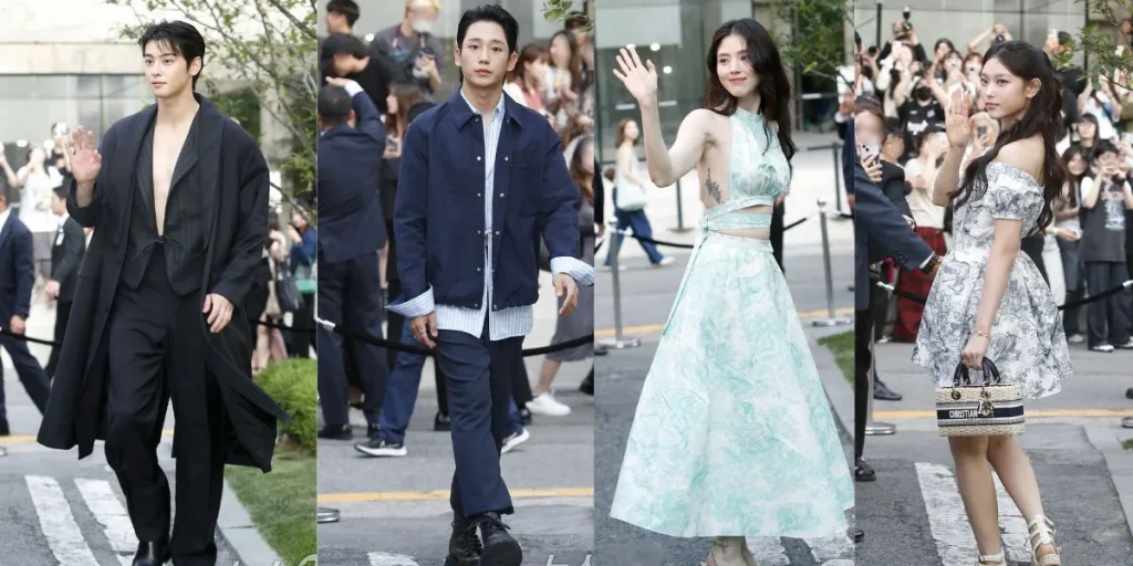 Cha Eunwoo, Jung Hae In, Han Sohee and Haerin at Dior event