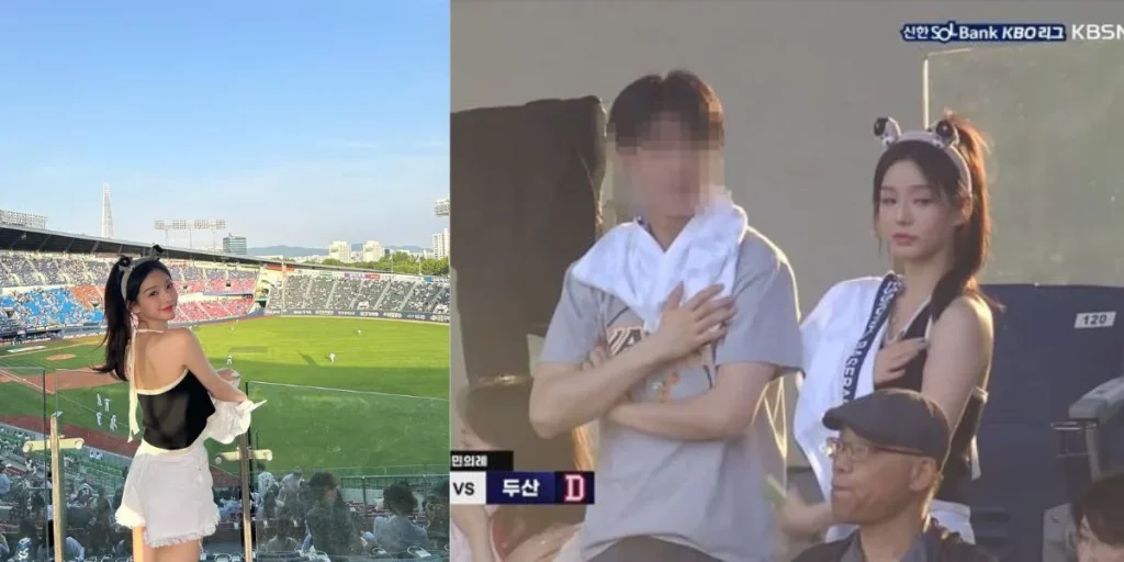 Soodam with a mystery man at the baseball game