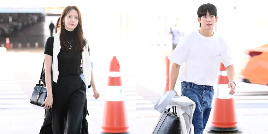 Yoona and Jung Hae In at the ICN airport leaving for Cannes