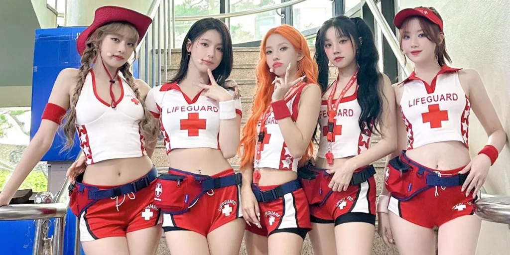 (G)I-DLE in lifeguard outfits