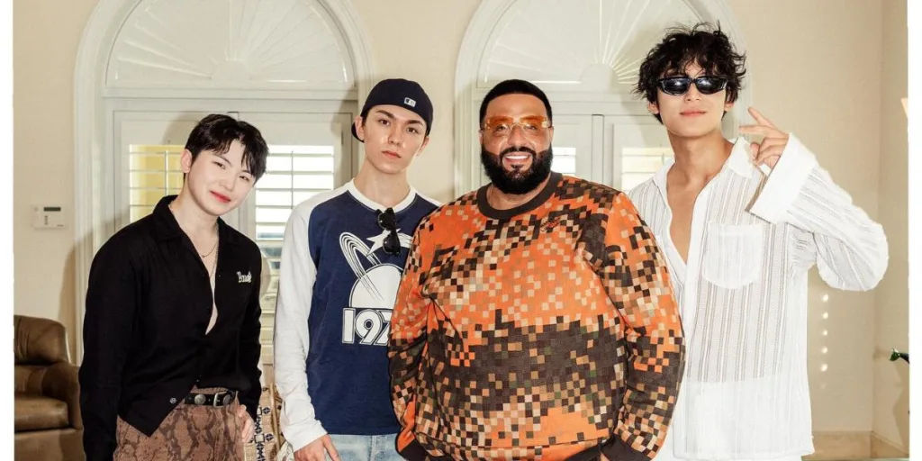 DJ Khaled with SEVENTEEN'S Woozi, Vernon, Mingyu