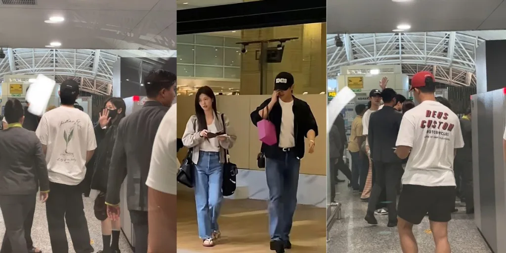 Jung Hae In and Jung So Min at the airport