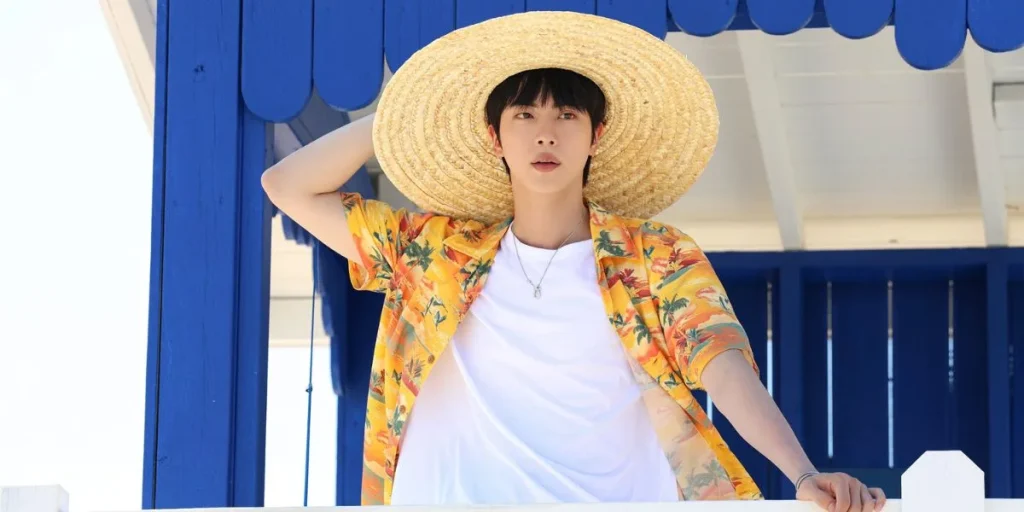 BTS Jin in a still from Super Tuna' MV