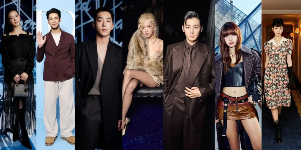 Jisoo, Apo Nattawin, Nam Joo Hyuk, Rosé, Cha Eunwoo, Lisa, Wonyoung at Paris Fashion Week