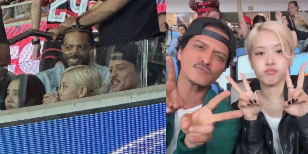 Rosé and Bruno Mars spotted at the Flamengo vs Fluminense match