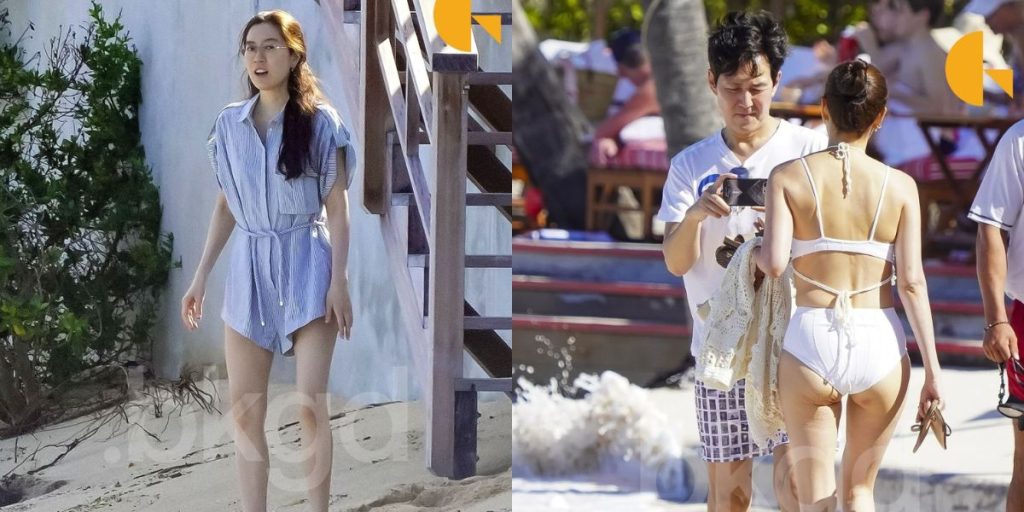 Lee Jung Jae and his girlfriend Lee Se Ryung enjoying a beach date in St. Barts