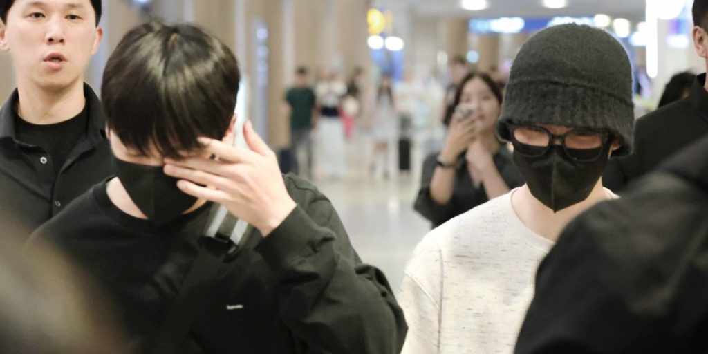 Jungkook and Jimin at ICN International Airport after returning from Vietnam