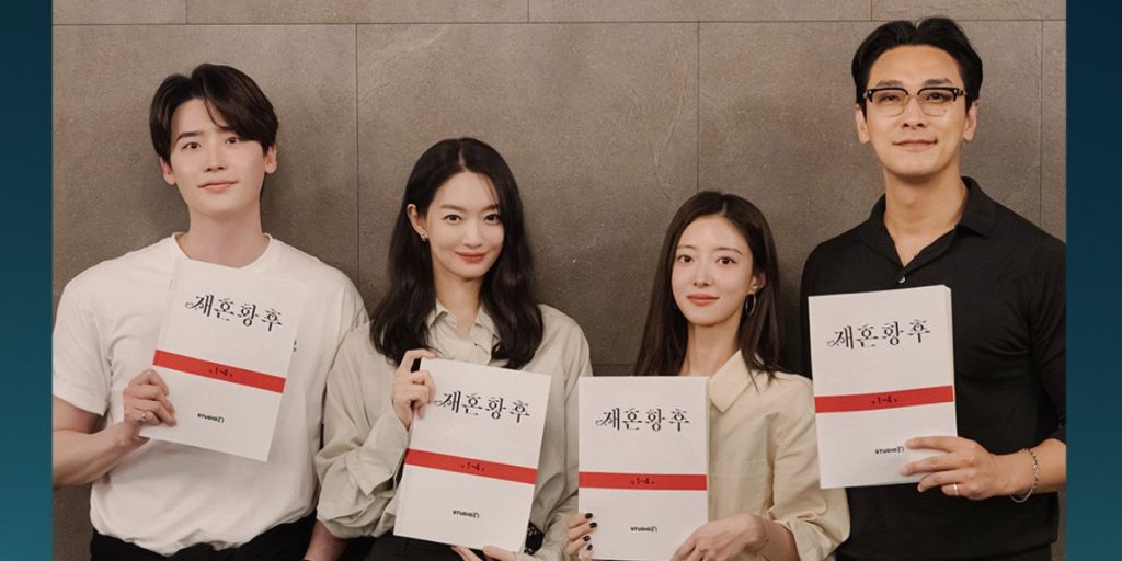 Lee Jong Suk, Shin Min Ah, Lee Se Young, and Ju Ji Hoon at the script reading of Disney+ The Remarried Empress
