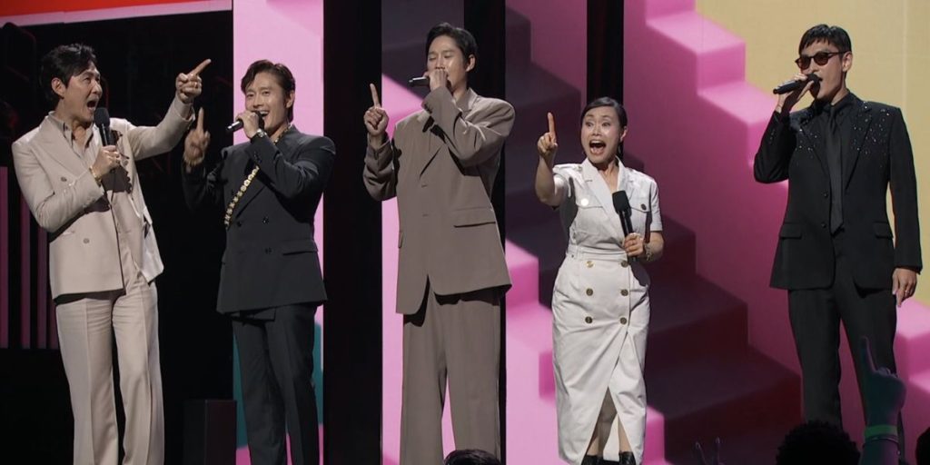 Squid Game 3 Cast Lee Byung Hun, Kang Ae Sim, T.O.P, Park Sung Hoon, and Lee Jung Jae at TUDUM 2025
