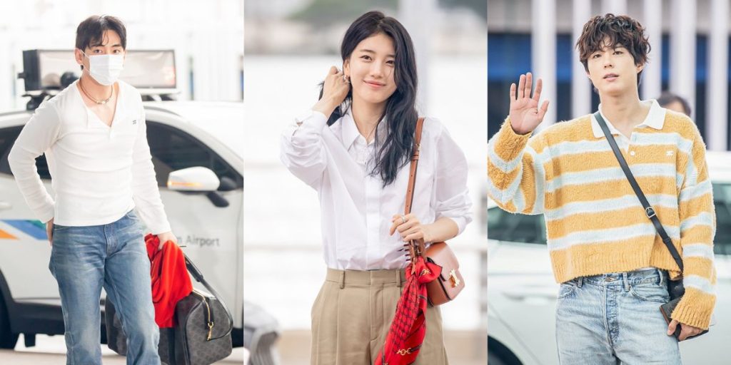 BTS V, Suzy, and Park Bo Gum departing for Paris at Incheon International Airport to attend Celine Printemps 2026