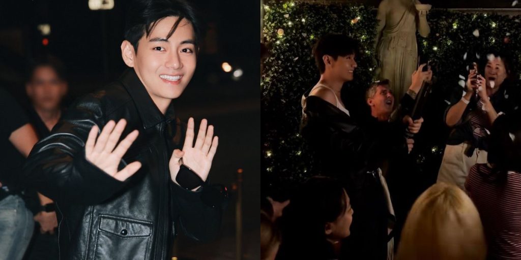 BTS V partying at L'Arc Nightclub in Paris