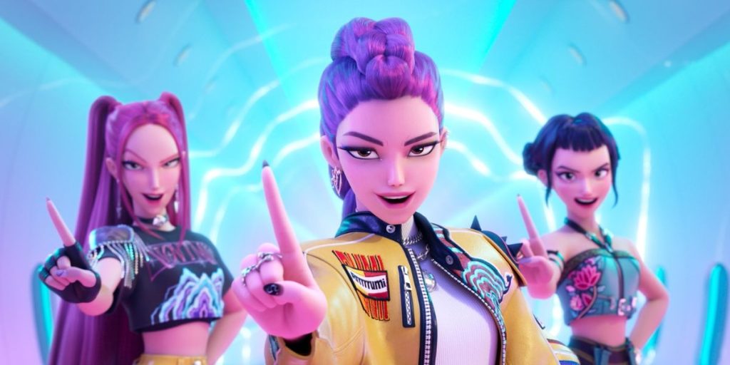 HUNTR/X in a still from KPop Demon Hunters