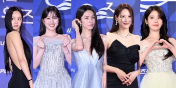 Hyeri, Park Eun Bin, Ha Young, Claudia Kim, and IU at 4th Blue Dragon Series Awards Red Carpet