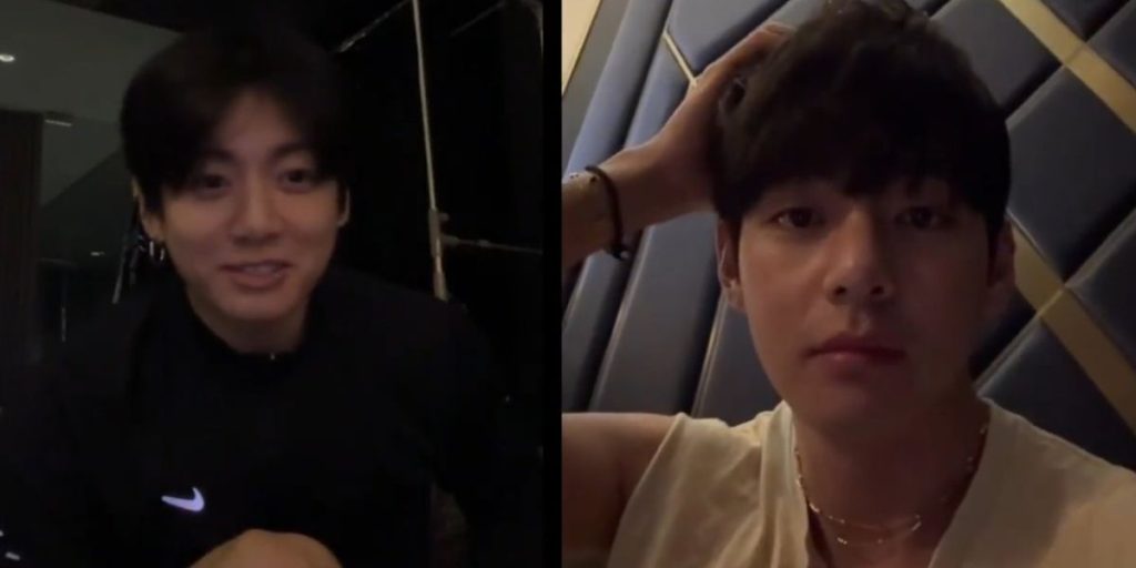 BTS V and Jungkook in a still from Weverse Live