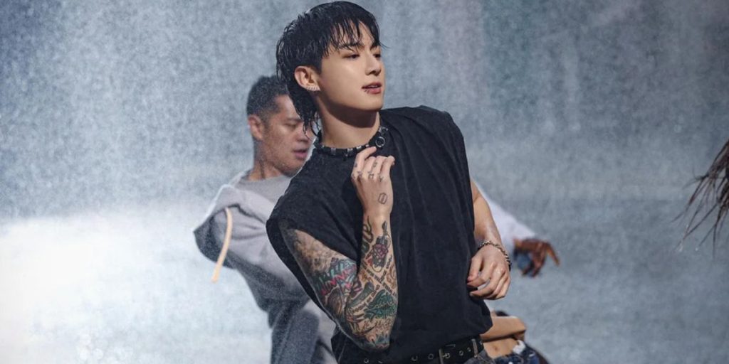 Jungkook in a still from '3D' MV