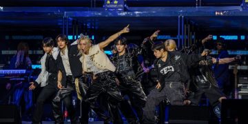 Stray Kids performing at dominATE world tour