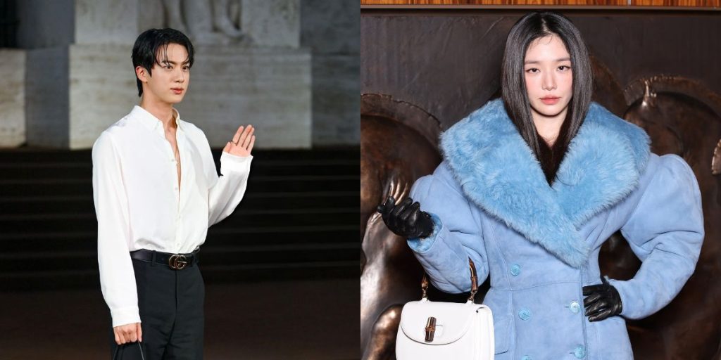 BTS Jin and Park Gyu Young at Gucci SS26 show in Milan