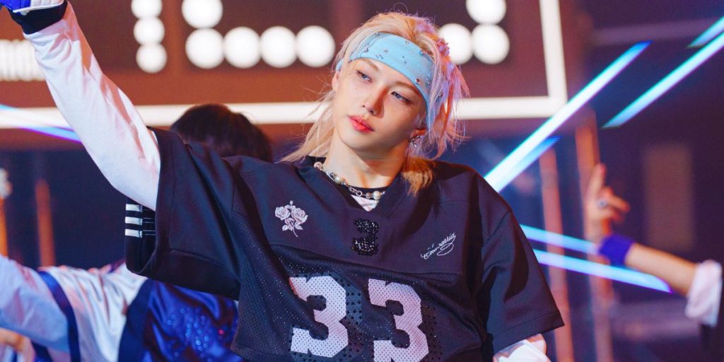 Stray Kids Felix performing at SBS Inkigayo