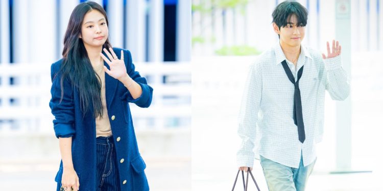BLACKPINK's Jennie and BTS V departing for Paris Fashion Week