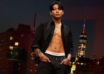 Jungkook in a teaser image for Calvin Klein new campaign