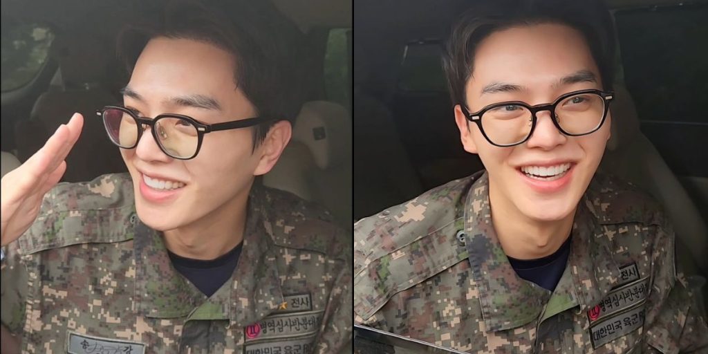 Song Kang greeting fans after military discharge