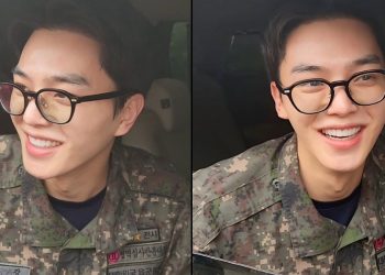 Song Kang greeting fans after military discharge