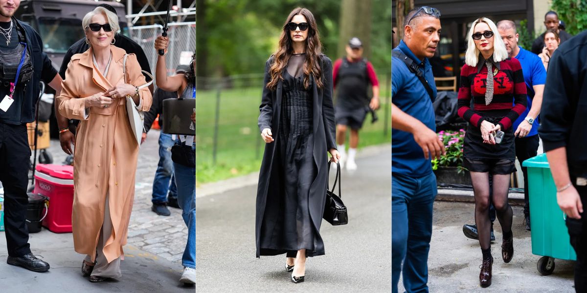 Meryl Streep, Anne Hathaway, and Emily Blunt on the set of 'The Devil Wears Prada 2'