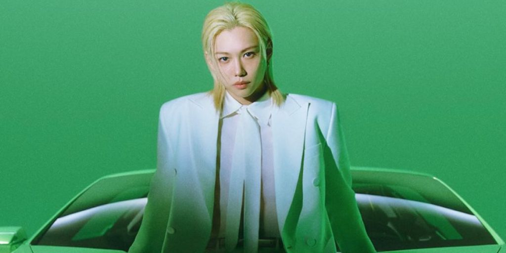 Felix of Stray Kids in a campaign for Spotify x Naver collaboration