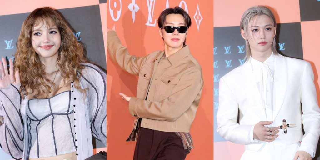 Lisa, j-hope, and Felix at Louis Vuitton's Visionary Journeys exhibition