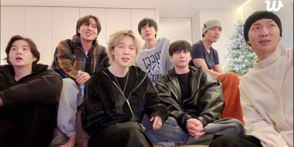 BTS during the Weverse live on New Year
